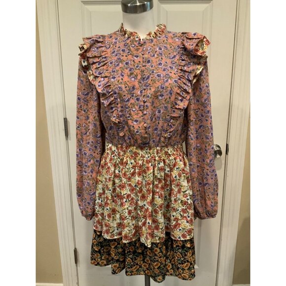 English Factory Floral Multi Color Mini Dress, NWT! Size M - Picture 1 of 11